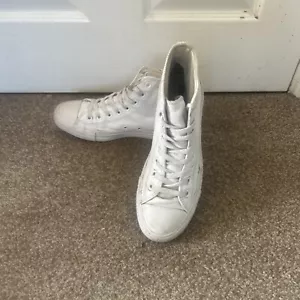 Chuck Taylor All Star Mono Women's Leather High-Top Trainers Shoes White UK 7 - Picture 1 of 13