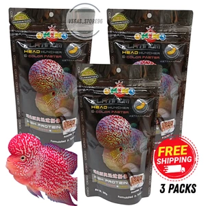 Fish Food Okiko Platinum Head Huncher Cichlid Flowerhorn Color Faster 100g x 3 - Picture 1 of 9