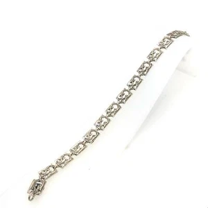 Vtg Signed Danecraft Sterling Carved Victorian Ornate Panel Link Bracelet 7 1/4 - Picture 1 of 8