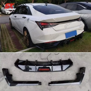 Fits Hyundai Elantra 21-23 Glossy Black ABS Rear Bumper Diffuser Lips With Light - Bild 1 von 25