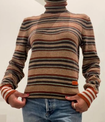 Adidas Wales Bonne Multicolor Chenille Striped Roll Neck Longsleeve Sweater M - Image 1 of 4