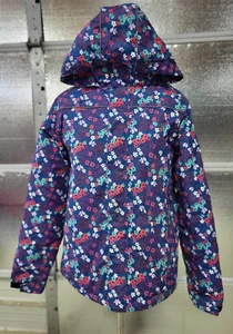 Iceburg Winter Jacket - Girls Large (14/16) - Blue With Flowers - Hood - Picture 1 of 10