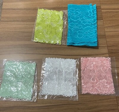 Set Of 5 Pair Of Stretch Lace Satin Look Boot Cuffs/toppers New In Package - Image 1 of 4