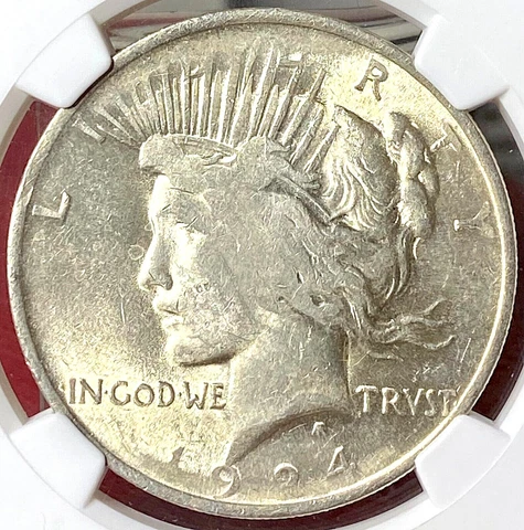 NGC MAJOR STRUCK THRU OBV MINT ERROR 1924 PEACE DOLLAR! Cover