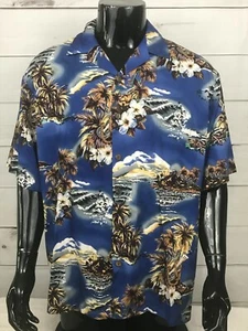 Camicia Hilo Hattie uomo XL hawaiana Aloha blu hawaiano bottoni floreali rayon davanti - Foto 1 di 6
