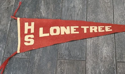 Antique, Retro 1950's High School "HS LONE TREE" Pennant Rare - Image 1 of 4