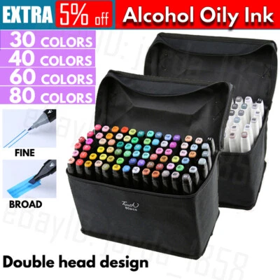 30/40/60/80 Color Marker Pen Dual Headed Graphic Artist Sketch TOUCH Markers New - image 1 of 4