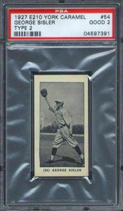 1927 E210-2 York Caramel #54 George Sisler PSA 2 St. Louis Browns HOF