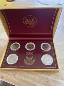 United States Monetary Exchange Certified 2001 5 Quarter Set W/ Case - Picture 1 of 8