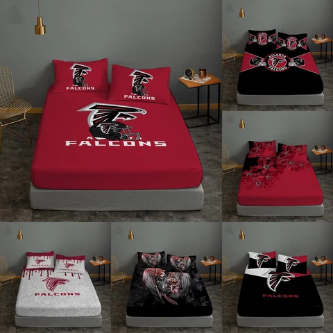 Atlanta Falcons Fitted Sheet Set 3 Piece Deep Pocket Bed Sheet Pillowcases Gift Cover
