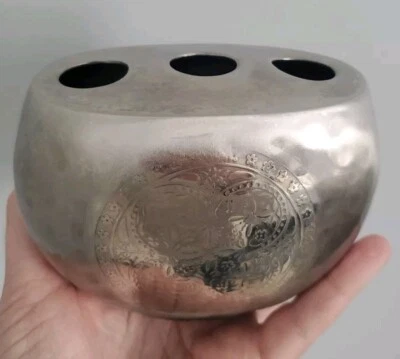 Hammered Metal Toothbrush Holder - Metal Stamping Design - Holds 3 Brushes - Image 1 of 4