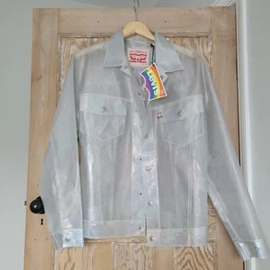 Ultra ***RARE*** Levi Rainbow Holographic Trucker Jacket size M - Picture 1 of 9