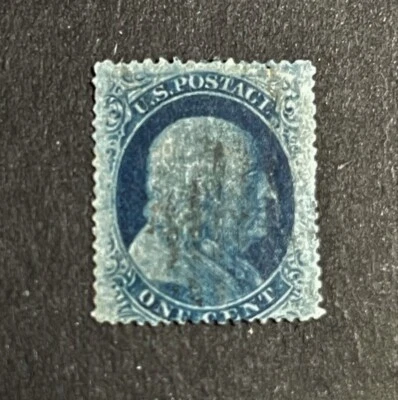 mystamps  US 24, 1 cent Franklin, 1857, used - Image 1 of 2