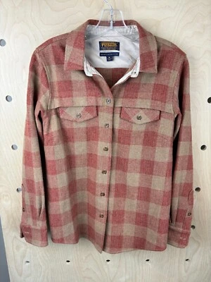Pendleton Portland Collection Red & Tan Check Wool Quilted Shirt Jacket Size S - Image 1 of 4
