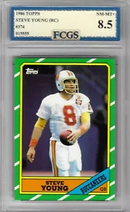 1986 Topps Steve Young RC #374 Graded FCGS 8.5 NM-MT+ - Bild 1 von 2