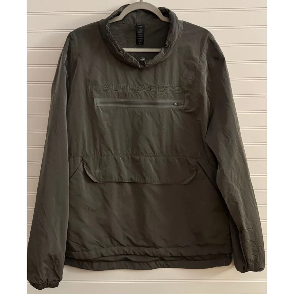 Alphalete Lightweight Pullover Windbreaker Jacket Half Zip Olive Green, Men's L - Image 1 of 4