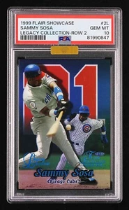 Sammy Sosa 1999 Flair Showcase Fila 2 Colección Legado /99 #2L PSA 10 MBA Oro - Imagen 1 de 2
