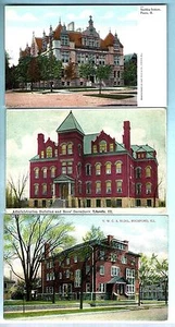 K71 Lincoln Admn. Bld. & Boys, Rockford YMCA, Peoria Spalding Institute Unused - Picture 1 of 2