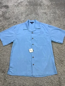 Port Authority Hawaiian Shirt Men Medium Floral Embellish Dave Busters Button Up - Picture 1 of 11