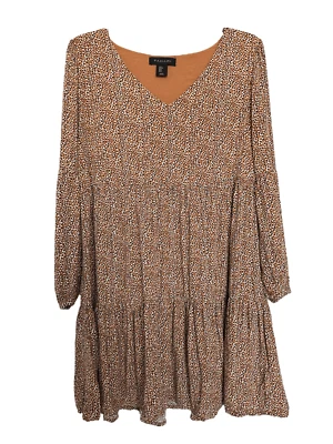 Vestido para mujer Tahari marrón a lunares manga larga bebé muñeca talla pequeña Foto 1 de 4