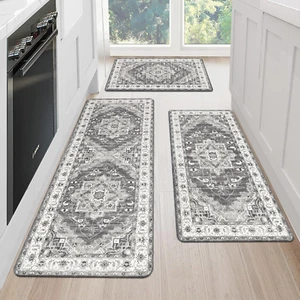 Cushioned Kitchen Rug Sets 3 Piece anti Fatigue Kitchen Mats for Floor Non Slip  - Picture 1 of 9