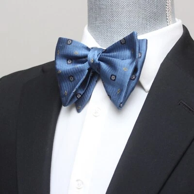 Men's Self tied Bow Tie Big Butterfly Bow tie Blue Ornament S618 - Image 1 of 4