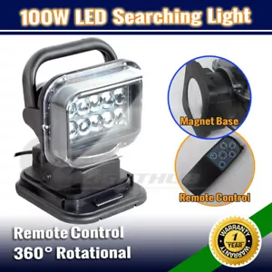 LED REMOTE CONTROL ROTATING WORK LIGHT BAR 100W SEARCHING BOAT SPOT HUNTING LAMP - Picture 1 of 7