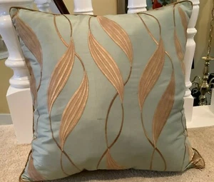 Old World Weavers Embroidered Silk Pillow Cover with Cording and Velvet Backing - Picture 1 of 4