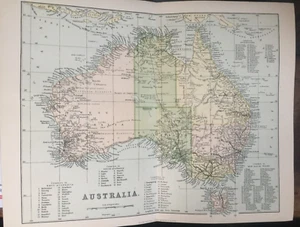 Antique 1870s Australia Map Print | Fold-Out Physical Geography Plate - Picture 1 of 10