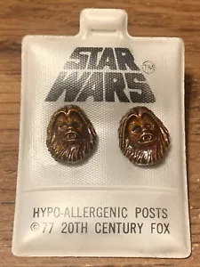 Pendientes Chewbacca Star Wars Vintage 1977 Sin Usar Nuevo de Lote Antiguo Post Hipoalergénico - Imagen 1 de 9