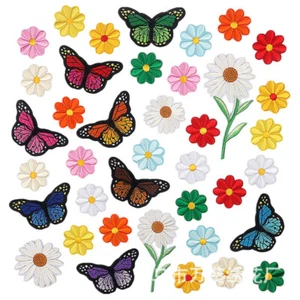 10/9X Embroidery Fabric Patches Flowers Cloth Applique Stickers Bags ↔ - Picture 1 of 20