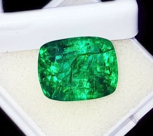 Natural Green Emerald Loose Gemstone 10.95 Ct Cushion Shape Certified - Picture 1 of 6