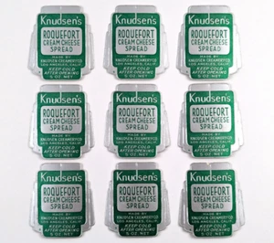 Lote 9 etiquetas vintage Knudsen's Roquefort queso crema untado Los Angeles CA - Imagen 1 de 6