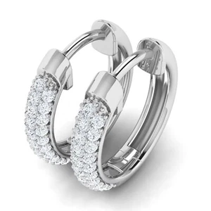 0.25 ct Lab Created Grown Diamond Hoop EF/VS in 14k White Gold Earrings - Picture 1 of 5