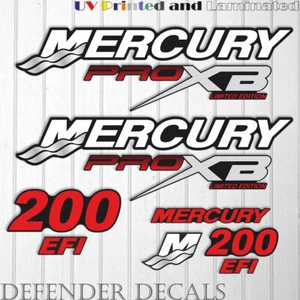 Mercury 200HP Pro XB Limited Edition outboard engine decal sticker set kit RED - Picture 1 of 1