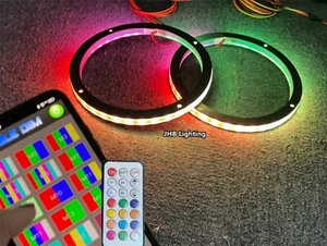 JHB Set 2PCS 10"Remote Bluetooth CHASING FLOW LED Sub Audio Speaker Rings Lights - Picture 1 of 13