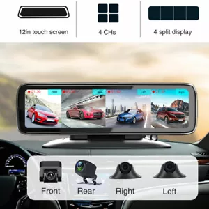 360 Degree Dash Cam 4 CHS Camera HD 1080P Car Rear Mirror Vehicle Security DVR - Picture 1 of 12