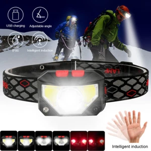 Headlamp Rechargeable Super Bright LED Head Light Forehead Flashlight Outdoor - Picture 1 of 12