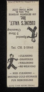 1930er ADVERTIZIT MATCH Eugene's Valet Reinigung Kühlhaus Fellumbau NYC N - Bild 1 von 2
