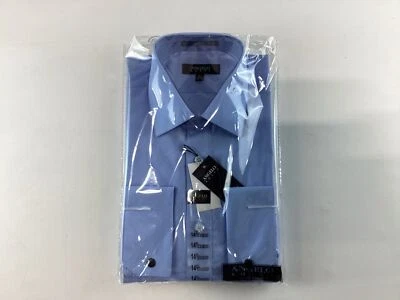 Camisa de vestir para hombre Angelo Rossi azul manga larga con botones NUEVA Foto 1 de 4