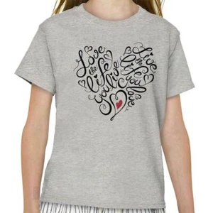 Love The Life You Live Inspiration Positive Girls Youth Crewneck T Shirts Tees - Picture 1 of 9