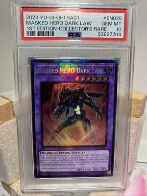 2023 Yugioh Psa 10 Masked Hero Dark Law 1st Ed Collector Rare Ra01-En025 - Image 1 of 4