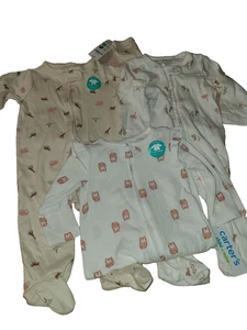 (3) Carters bambina 3-6 mesi sonno e gioco zip piedini pjs - Foto 1 di 11