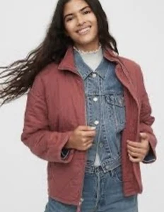 Gap Quilted Knit Bomber Chore Jacket Coat in Cotton Rose Pink XS - Picture 1 of 8