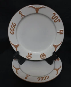 Frankoma King Ranch Bone White Set of 2 Salad Plates 7.75 in Longhorn Pottery - Picture 1 of 5