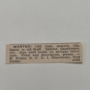 Ungerade Tassen Untertassen Deckel Basen E. Evans Blairstown NJ 1943 Ausschnitt SAI7-S94 - Bild 1 von 2