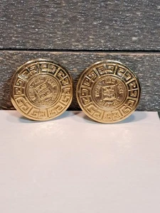 Orecchini Vintage Givenchy Paris New York Iconici Clip Oro Firmati Medaglione Logo - Foto 1 di 5
