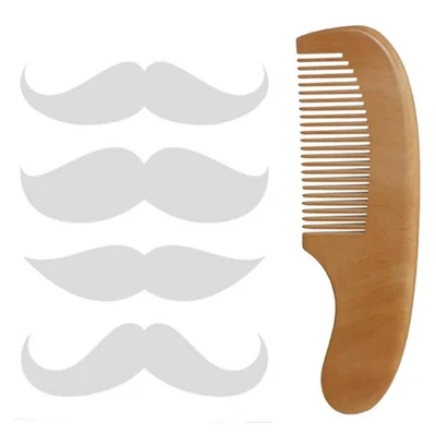 Men's Wooden Beard & Mustache Comb Premium Anti-Static Wood Pocket Size Travel - Image 1 of 4