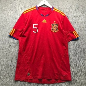 2010 Spain National Team Puyol #5 Adidas Soccer Football Jersey Shirt Men XL Red - Picture 1 of 8