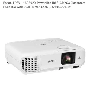 Epson V11HA03020 POWERLITE 118 PROJECTOR- NEW UNOPENED - Picture 1 of 5